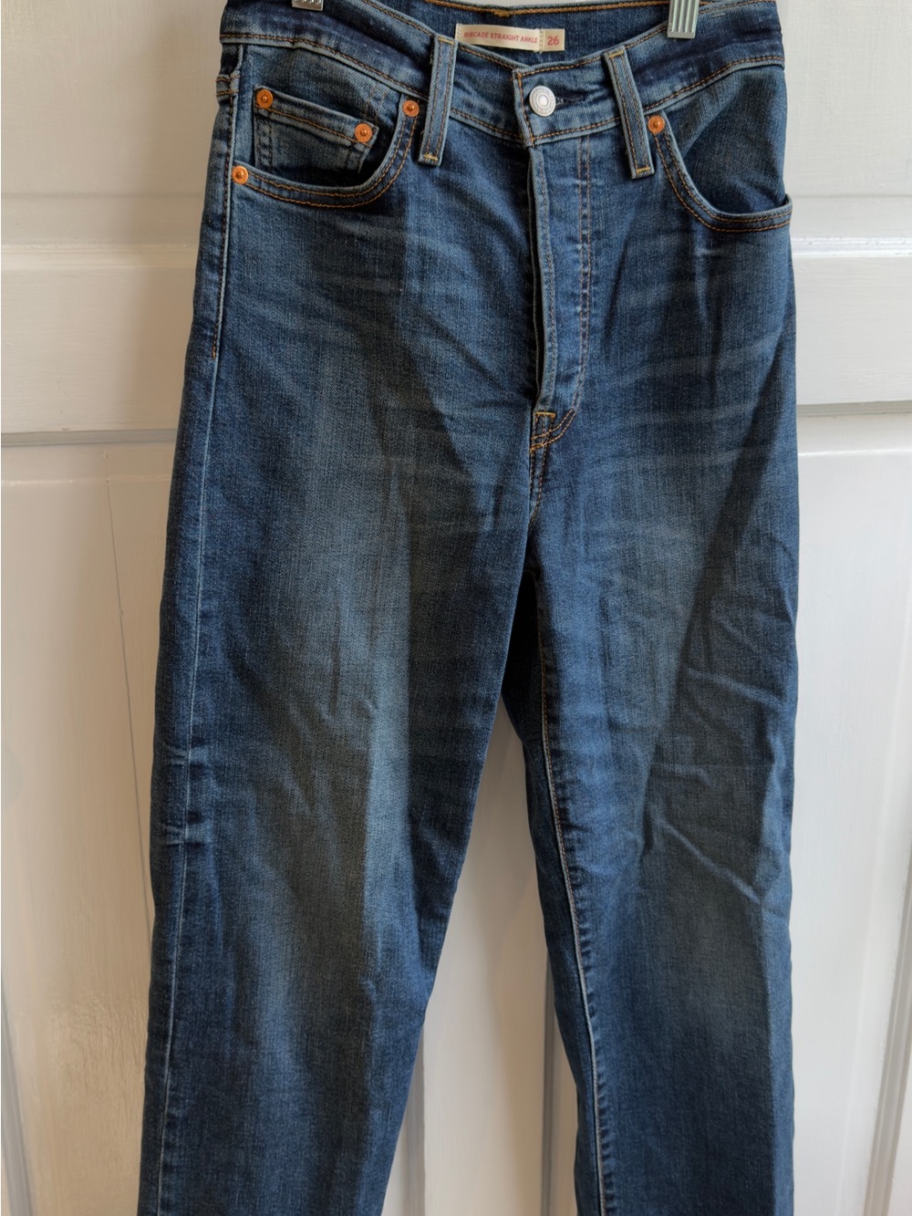 Levi's Women's Ribcage Straight Ankle Jeans in Dark Blue Wash